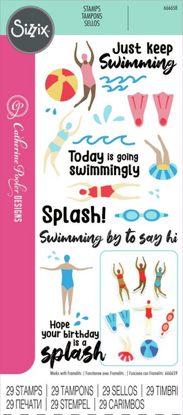 Sizzix Clear Stamps Set By Catherine Pooler 29/Pkg, Synchronized Swimmers (666658)
