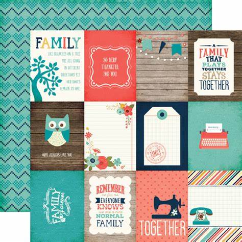 Echo Park, The Story of Our Family, Double-Sided Cardstock 12"X12", 3X4 Journaling Cards