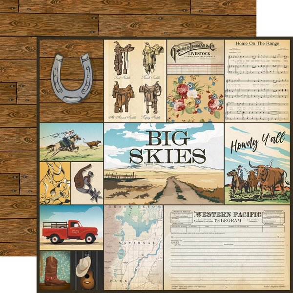 Carta Bella, Cowboys, Double-Sided Cardstock 12"X12", Multi Journaling Cards