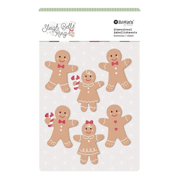 Spellbinders, Rosie's Studio Sleigh Bells Ring Gingerbread Dimensional Acetate Stickers (169469)