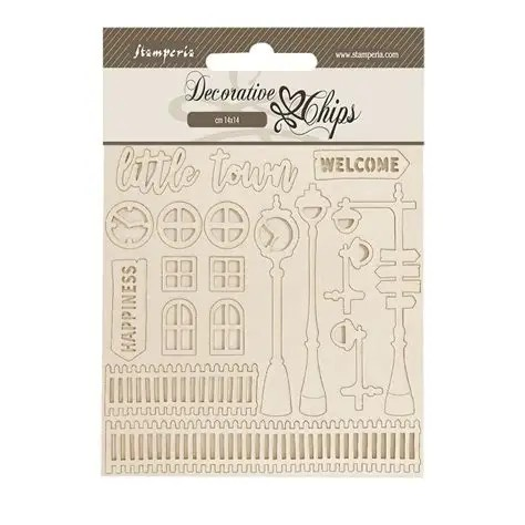 Stamperia Decorative Chips 5.5"X5.5", Silent Sea, Little town (SCB268)