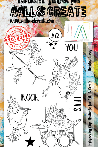 AALL And Create A6 #72 Photopolymer Clear Stamp Set, Rocking Corns by Olga Heldwein