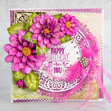 Heartfelt Creations, Summer's Garden Collection, Cling Rubber Stamps & Dies Set, Large Garden Zinnia