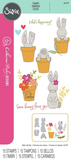 Sizzix Clear Stamps Set By Catherine Pooler 12/Pkg, Bunny Bits & Blooms (666794)