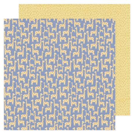 American Crafts Patterned Double-Sided Cardstock 12"X12", Hello Little Boy, Giraffes (34030009)