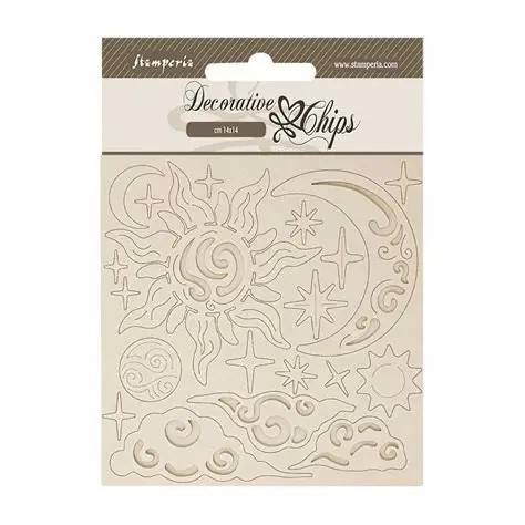Stamperia Decorative Chips 5.5"X5.5", Masquerade, Sun & Moon (SCB251)