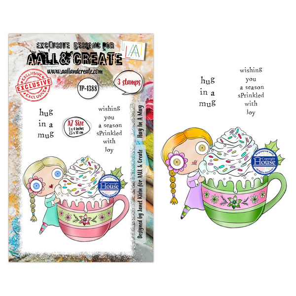 AALL & Create, #TP-1388, Hug In A Mug, A7 Clear Stamp, Designed by Janet Klein