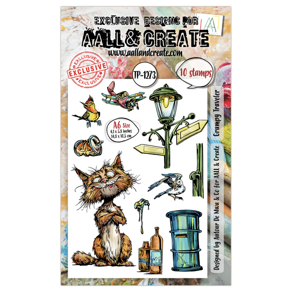 AALL & Create, #TP-1273, Grumpy Traveler, A6 Clear Stamp, Designed by Autour De Mwa & Co.