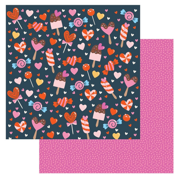 American Crafts Patterned Double-Sided Cardstock 12"X12", Cutie Pie, Sweetheart (34027543)