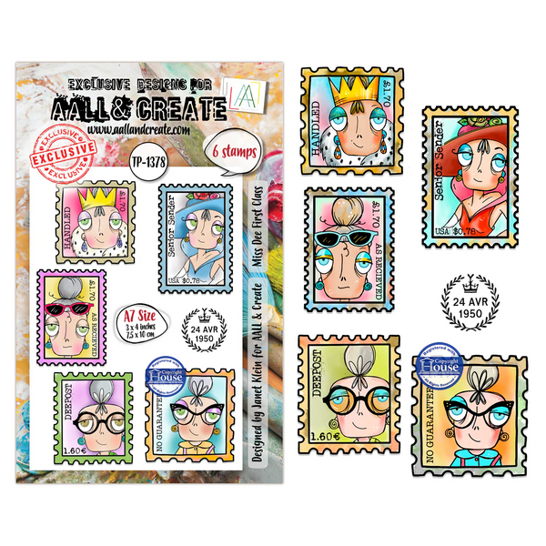 AALL And Create A7 #TP-1378 Photopolymer Clear Stamp Set, Miss Dee First Class by Janet Klein