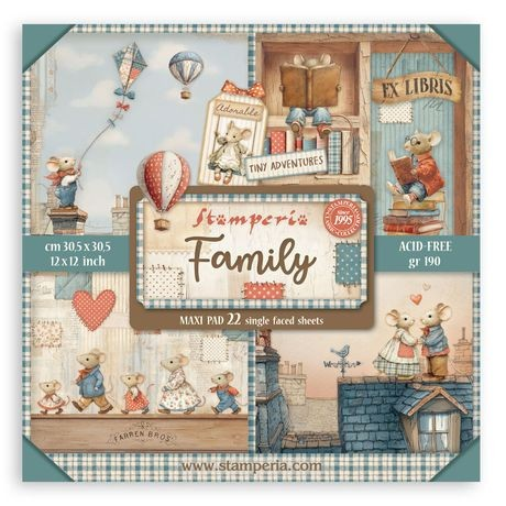 Stamperia Single-Sided Paper Pad 12"X12" 22/Pkg, Family (SBBXLB33)