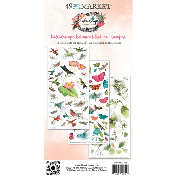 49 And Market, Rub-On Transfer Set 6"X12", Kaleidoscope, Botanical (KAL-27198)