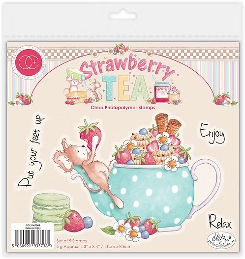 Craft Consortium, Strawberry Tea, Clear Stamps, Relax & Enjoy (CCLSTMP005)