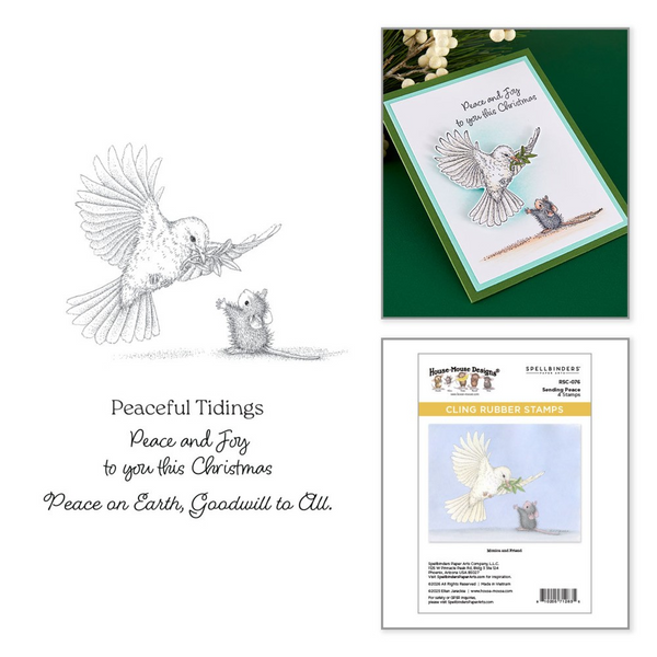 Spellbinders, House Mouse Cling Rubber Stamp, Sending Peace (RSC-076)