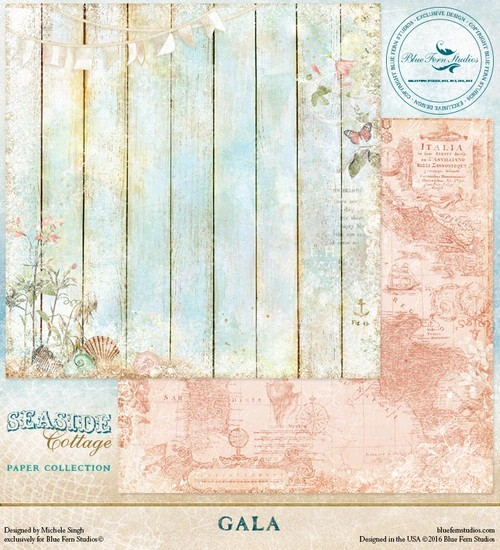 Blue Fern Studios, Seaside Cottage  Designed by Michele Singh, 12x12 Double-Sided Paper, Gala