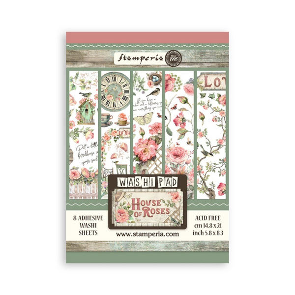 Stamperia,A5 Washi Pad 8/Pkg, House of Roses (SBW18)