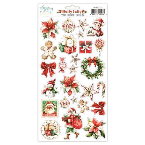 Mintay Papers, 6X12 Paper Stickers, Holly Jolly, Elements (MT-HOL-12)