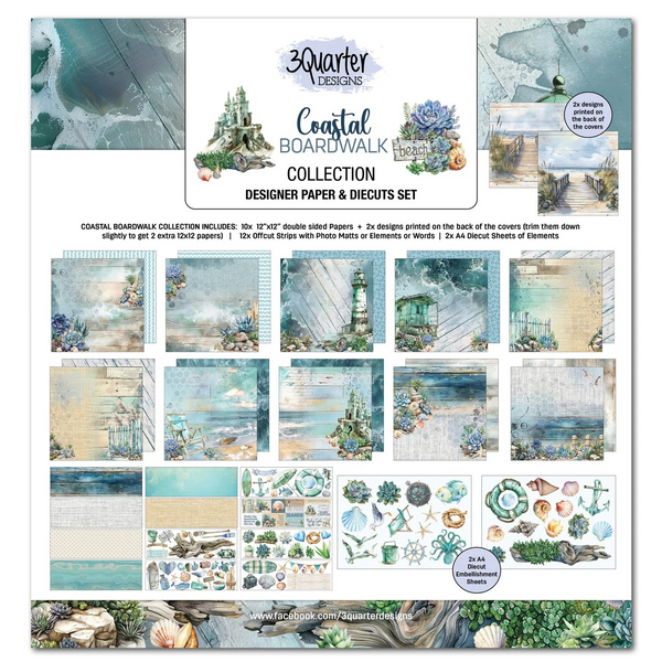 3Quarter Designs, Coastal Boardwalk, 12x12 Design Paper & Diecuts Set