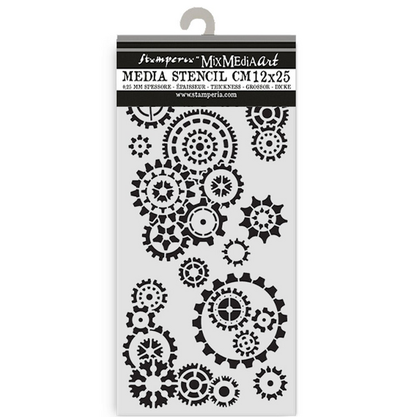 Stamperia, Stencil 4.72"X9.84", Gear Up for Christmas, Gears (KSTDL140)