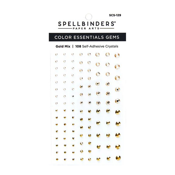 Spellbinders Color Essentials Self-Adhesive Gems 108/Pkg, Gold Mix (SCS-129)
