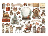 Stamperia, Cardstock Ephemera Adhesive Paper Cut Outs, Gear Up For Christmas (DFLCT50)
