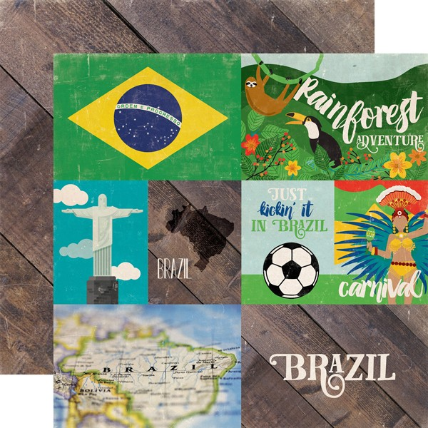 Echo Park, Around The World Double-Sided Cardstock 12"X12", Brazil