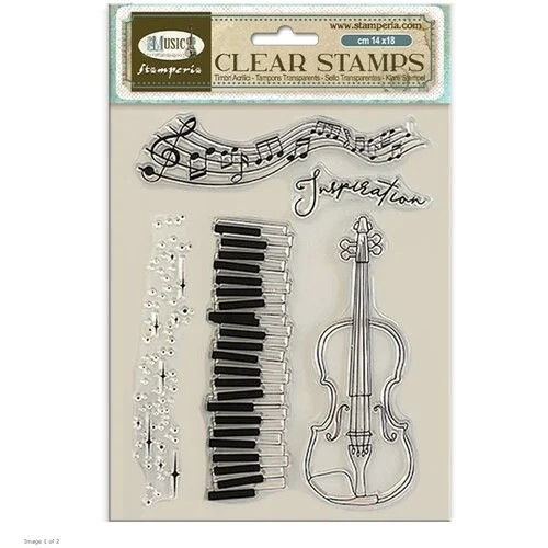 Stamperia, Music - Violin, Acrylic Clear Stamp 5.5"x7" (WTK204)