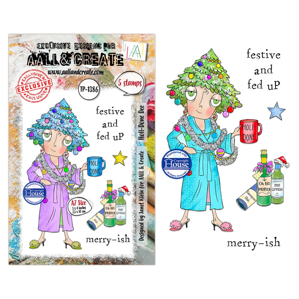 AALL & Create, #TP-1386, Holi-Done Dee, A7 Clear Stamp, Designed by Janet Klein