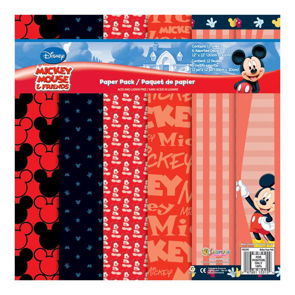 Disney Double-Sided Paper Pack 12"X12" 12/Pkg, Mickey, 6 Designs/2 Each - Scrapbooking Fairies