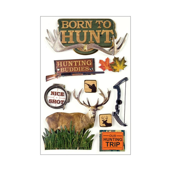 Paper House 3D Stickers 4.5"x 8.5", Born to Hunt