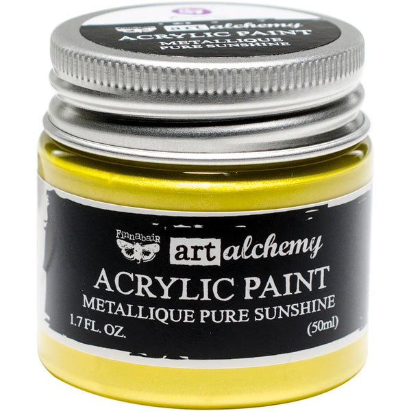 Prima, Finnabair Art Alchemy Acrylic Paint 1.7 Fluid Ounces, Metallique Pure Sunshine