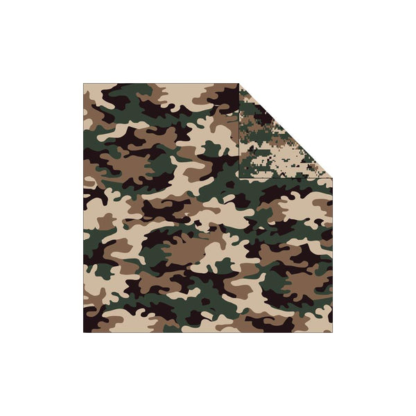 Reminisce, Camouflaged Double-Sided Cardstock 12"X12", Woodland and Digital Camo