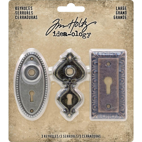 Tim Holtz Idea-Ology Large Metal Keyholes 3/Pkg, 1.25"X2.5"
