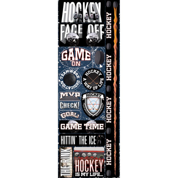 Reminisce, Real Sports Die-Cut Cardstock Stickers 4.25"X13", Hockey
