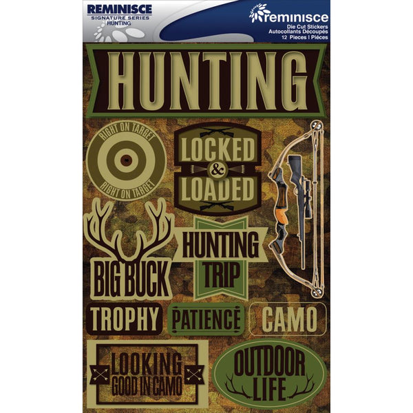 Reminisce Signature Series, Dimensional Stickers 4.5"X 6" Sheet, Hunting