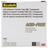 Scotch ATG Gold Transfer Tape, 908, Transparent, 05"X36yd (in a Blister Package)