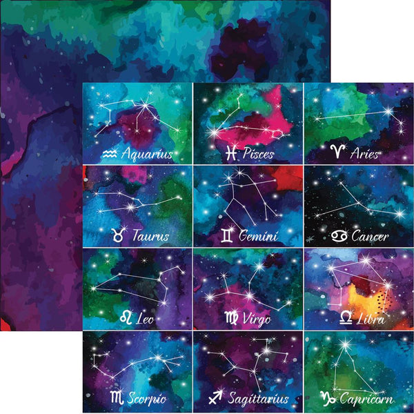 What's Your Sign? Double-Sided Cardstock 12"X12", Written In The Stars - Scrapbooking Fairies