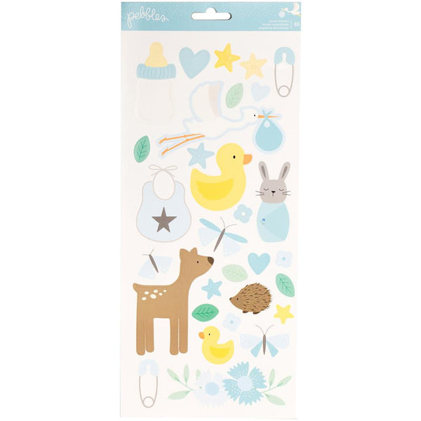 Pebbles, Lullaby Cardstock Stickers 5.5"X11" 2/Pkg, Baby Boy Icons & Accents