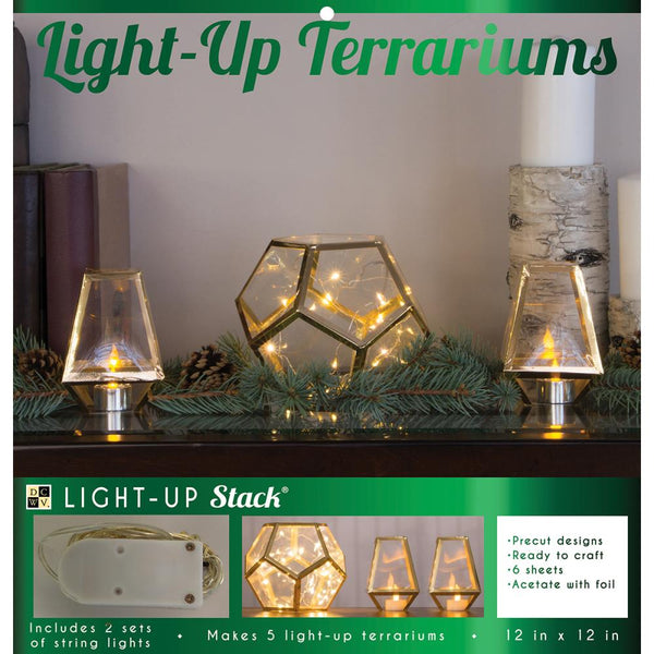 DCWV DIY Light Up Project Stack, 5 Holiday Terrariums