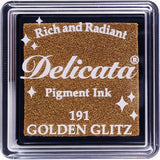 Tsukineko, Delicata Small Pigment Ink Pad, Golden Glitz