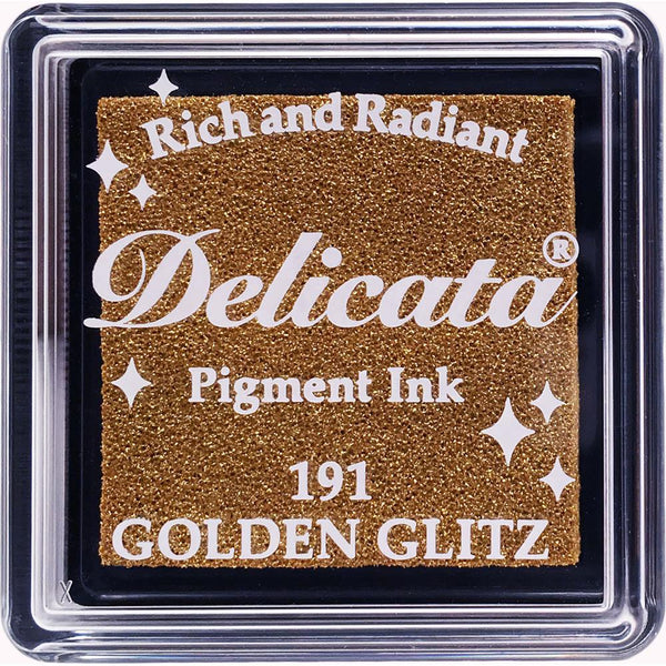 Tsukineko, Delicata Small Pigment Ink Pad, Golden Glitz