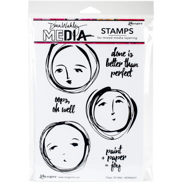 Dina Wakley Media Cling Stamps 6"X9", Oops, Oh Well