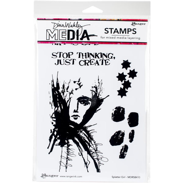 Dina Wakley Media Cling Stamps 6"X9", Splatter Girl