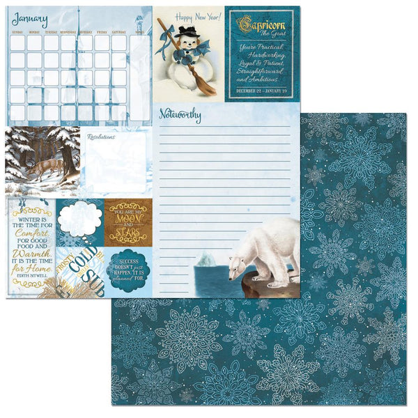 BoBunny, On This Day Double-Sided Cardstock 12"X12", January - Scrapbooking Fairies