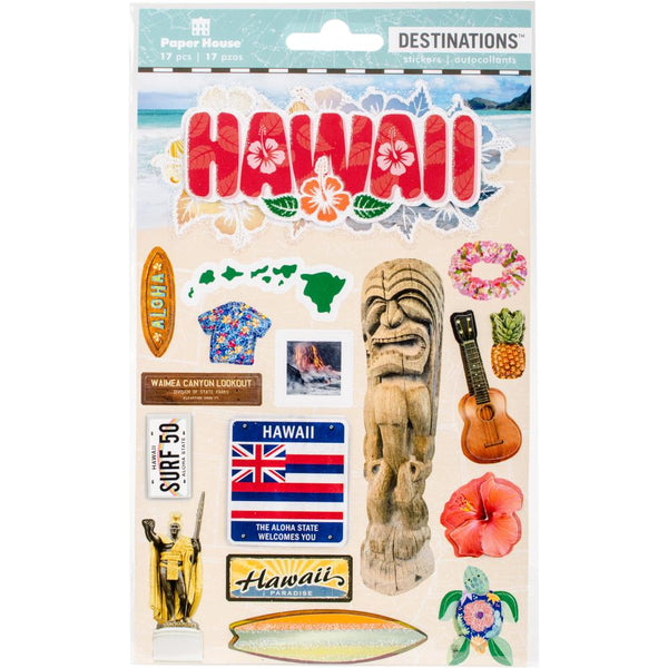 Paper House 2-D Stickers 4.5"X7.5", Destinations, Travel Hawaii