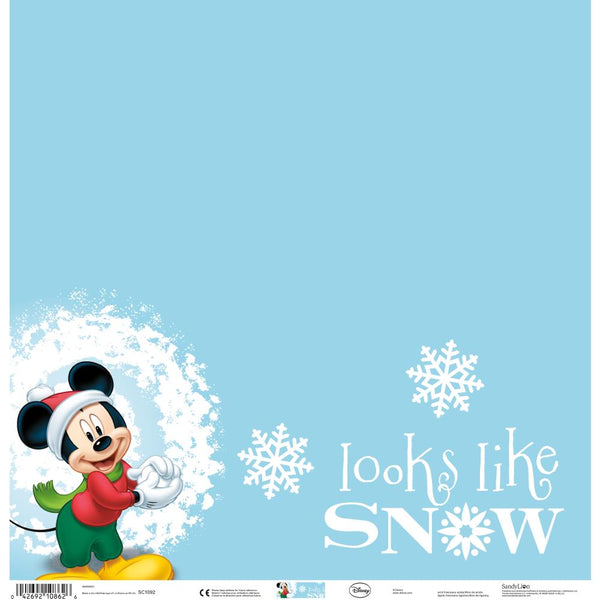 Disney Single-Sided Paper 12"X12", Mickey Looks Like Snow - Scrapbooking Fairies