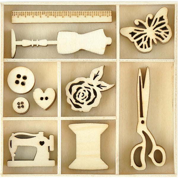 Kaisercraft, Themed Mini Wooden Flourishes 35/Pkg, Treasures