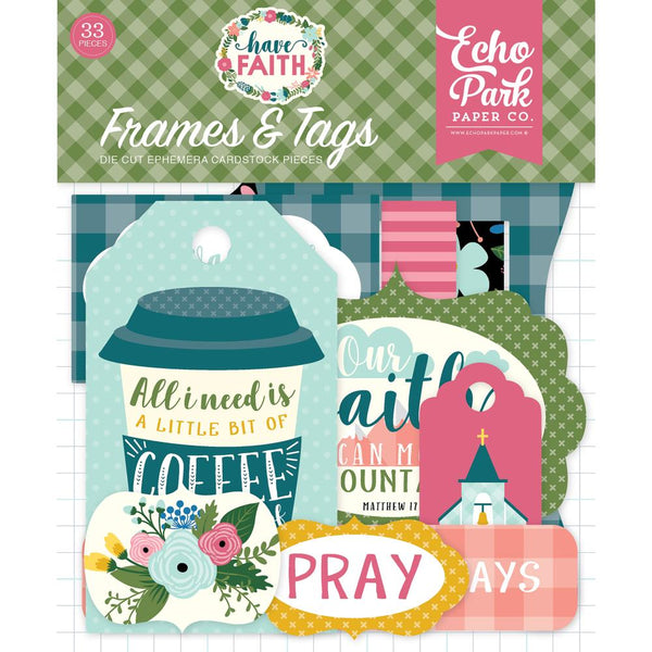 Echo Park, Cardstock Frames & Tags, Die-Cuts 33/Pkg, Have Faith