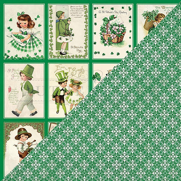 Shamrock Double-Sided Cardstock 12"X12", 3x4 Vintage Greetings