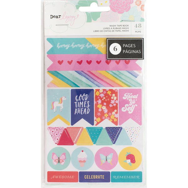 Dear Lizzy Stay Colorful Washi Tape Stickers 6-Page Notepad - Scrapbooking Fairies